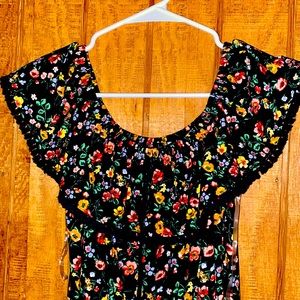 S black floral off the shoulder romper